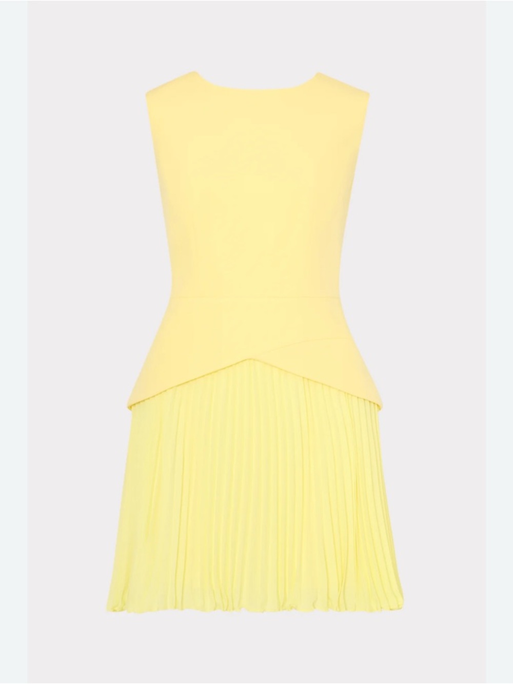 Milly Soft Yellow Pleated Peplum Mini Dress